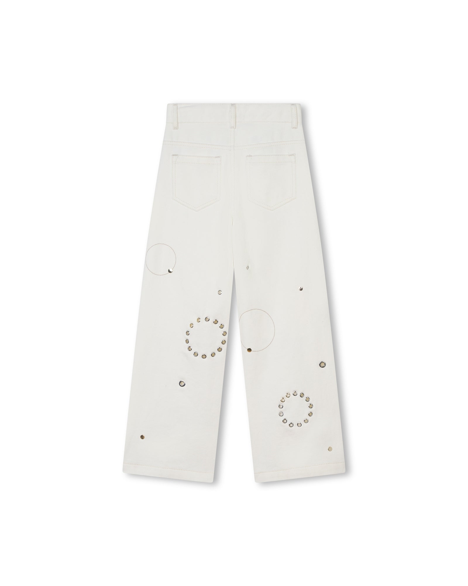 Trousers with embroidered pockets - Craie