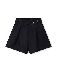 Short en toile de lin - Bleu Amiral
