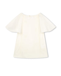 Blouse à manches courtes volantées - Offwhite