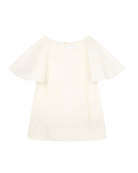 Blouse à manches courtes volantées en coton - Off White