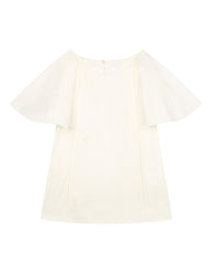 Short-sleeved ruffled cotton blouse - Off White