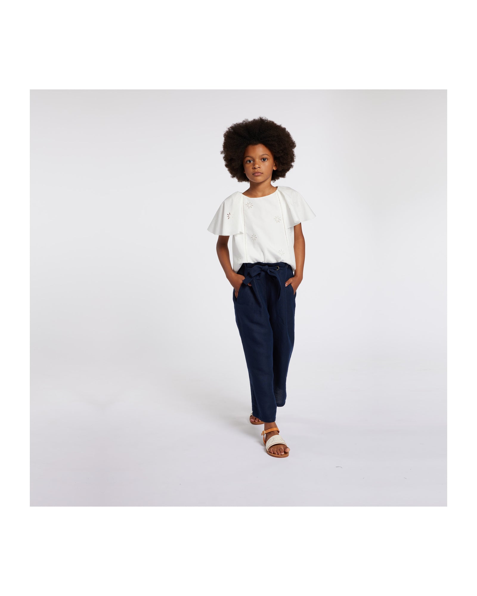 Blouse à manches courtes volantées - Offwhite