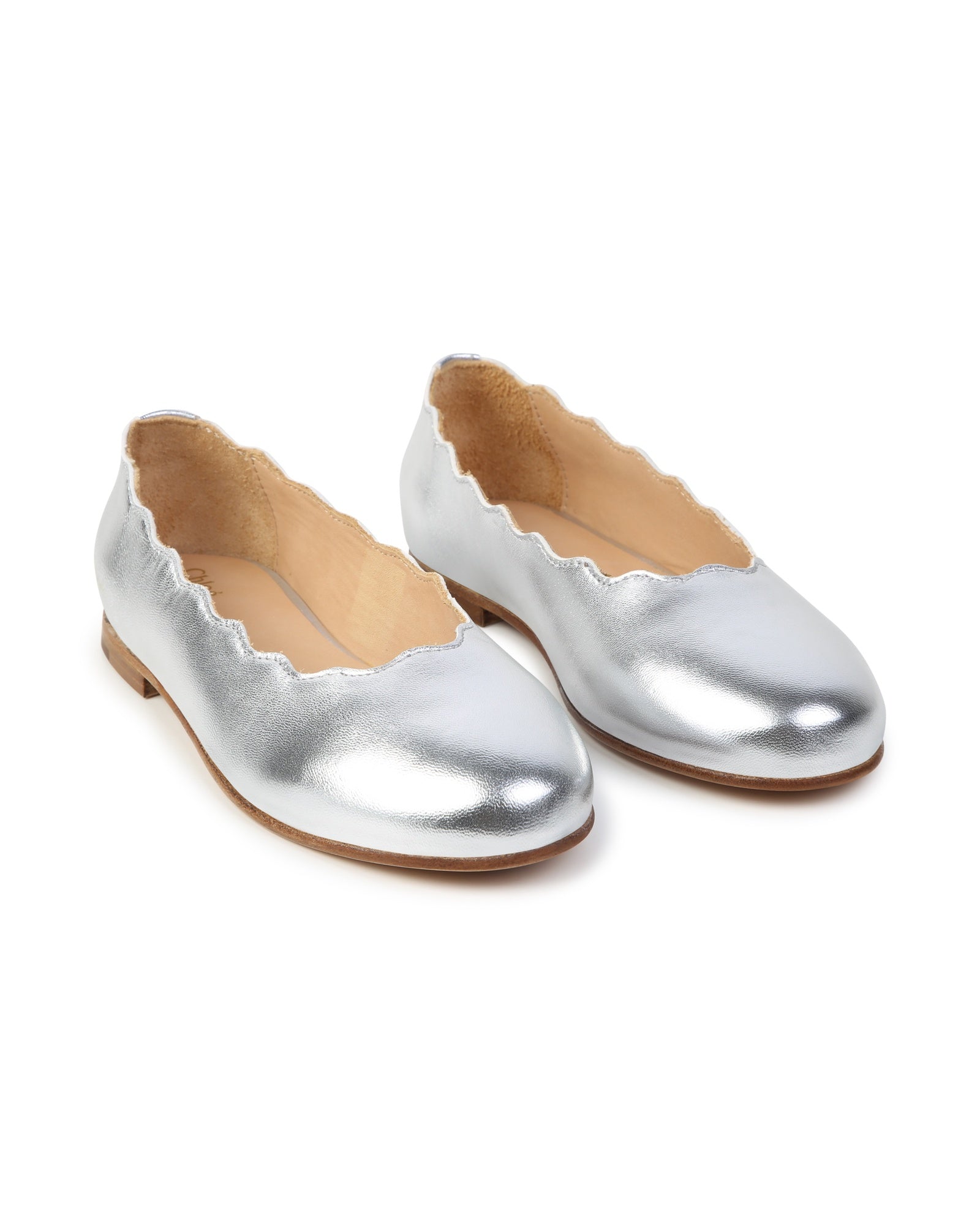 Ballerines Coquille en cuir - Gris Argent