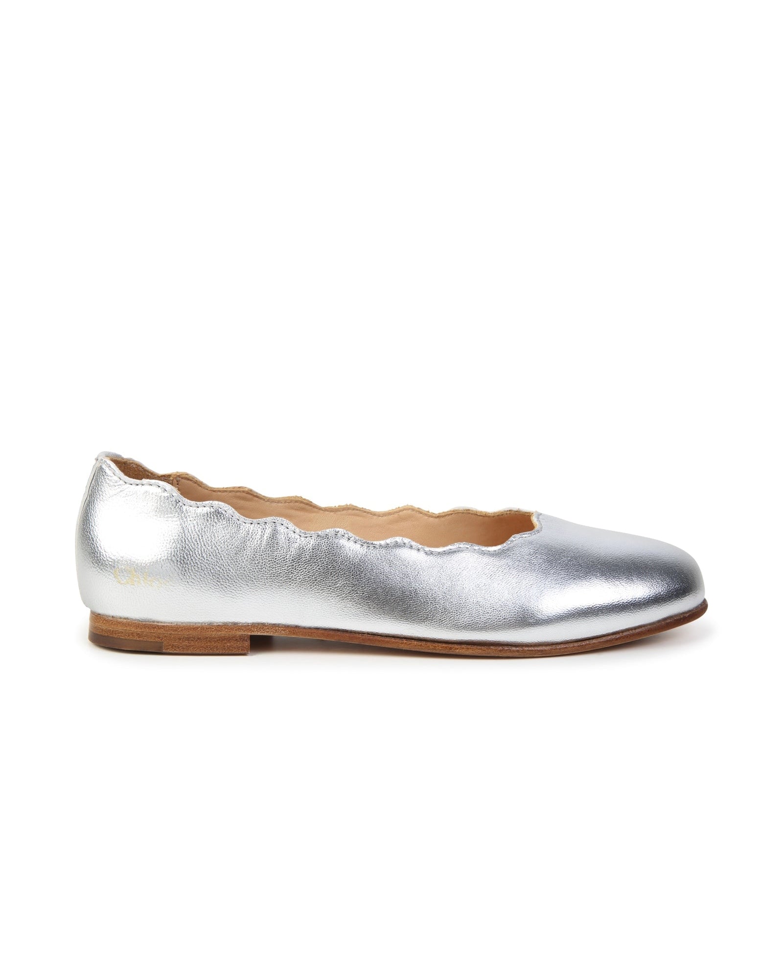Ballerines Coquille en cuir - Gris Argent
