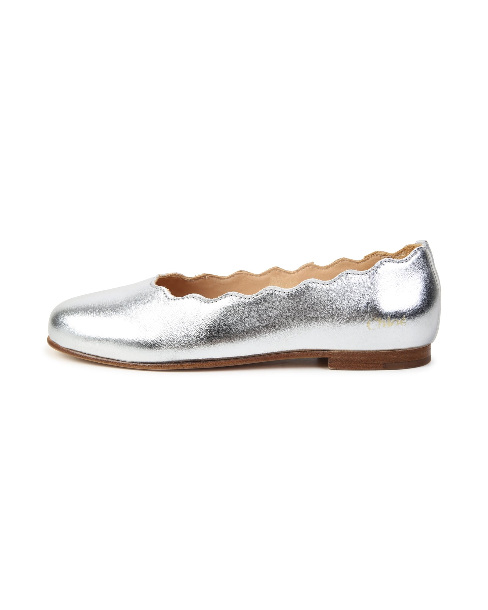 Ballerines Coquille en cuir - Gris Argent