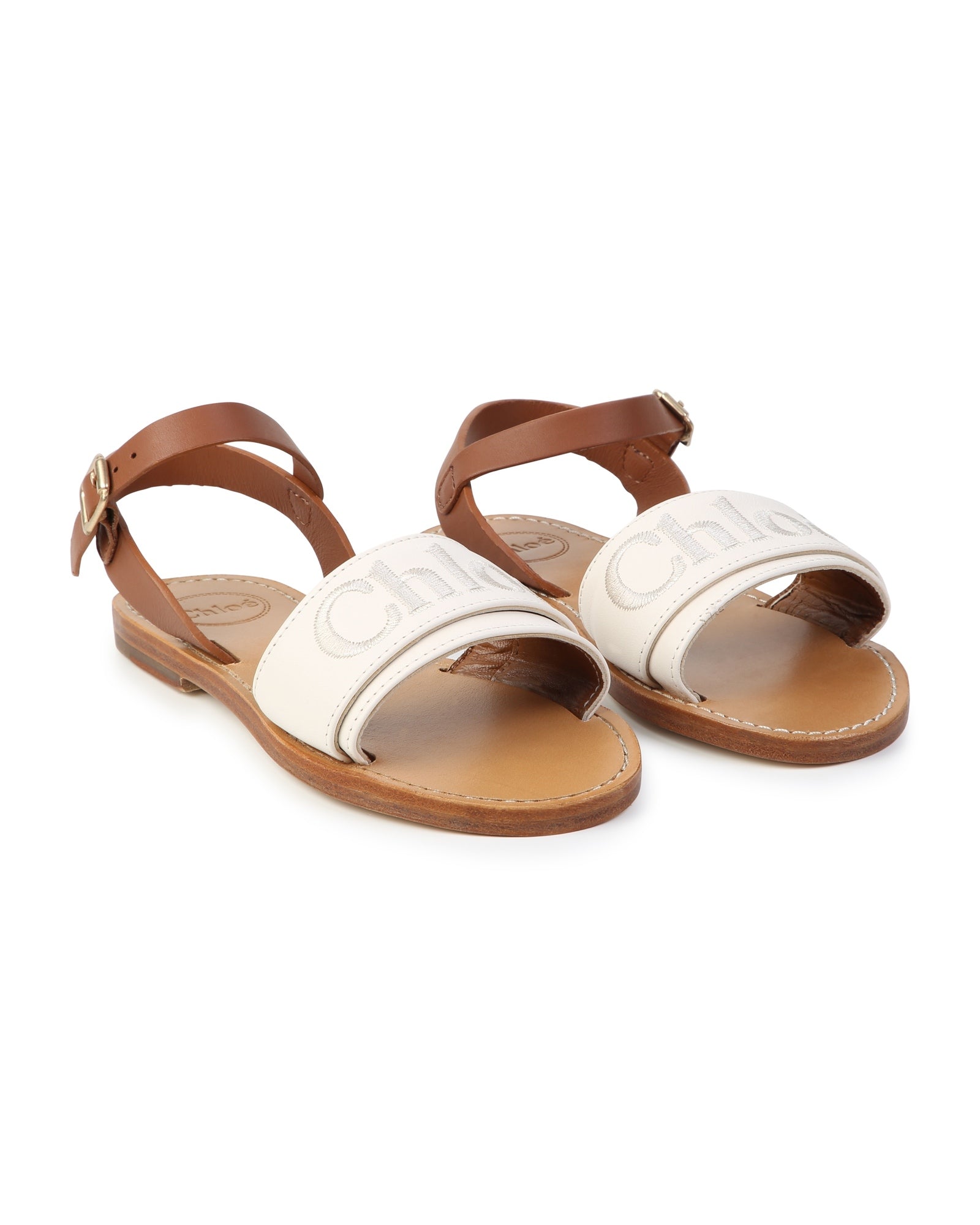 Sandales en cuir - Craie