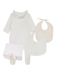 Cotton pyjama and bib set - Off White