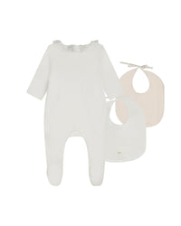 Cotton pyjama and bib set - Off White