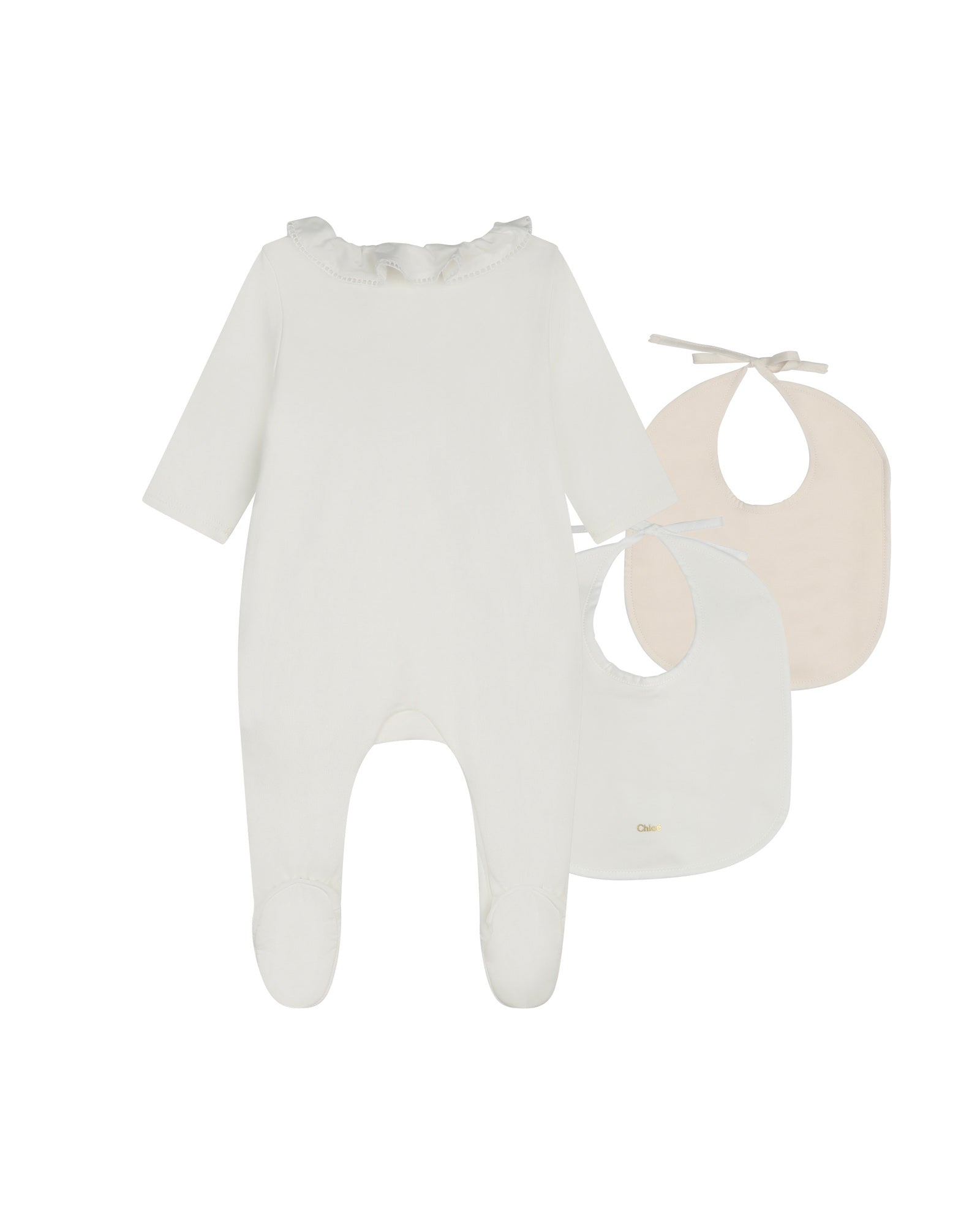 Cotton pyjama and bib set - Off White