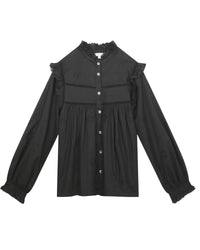 Long-sleeved cotton shirt - Black