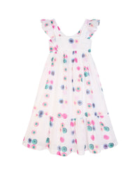 Ruffled straps dress in cotton voile - Multicolor
