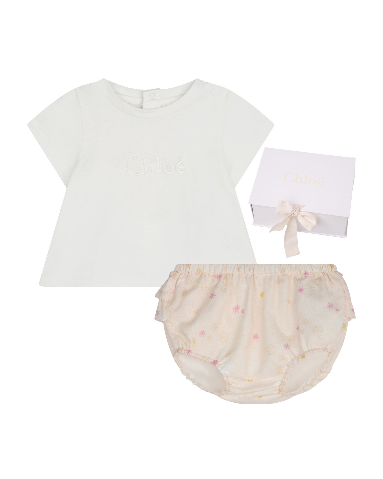 Ensemble t-shirt et bloomers - Rose Blanc