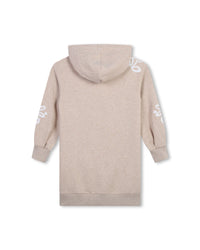 Cotton floral hooded dress - Dark beige