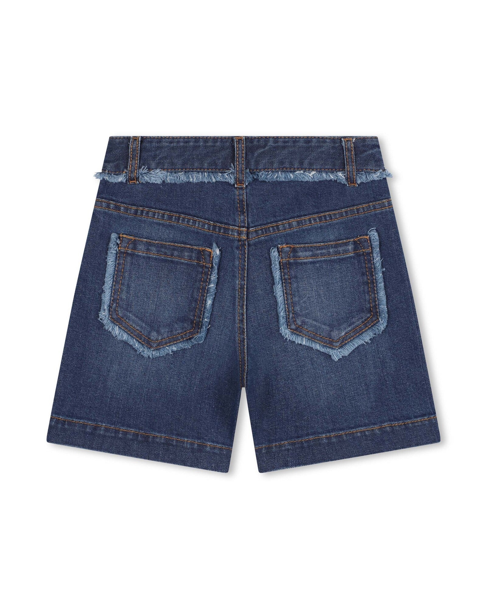 Short à franges en denim - Denim Blue