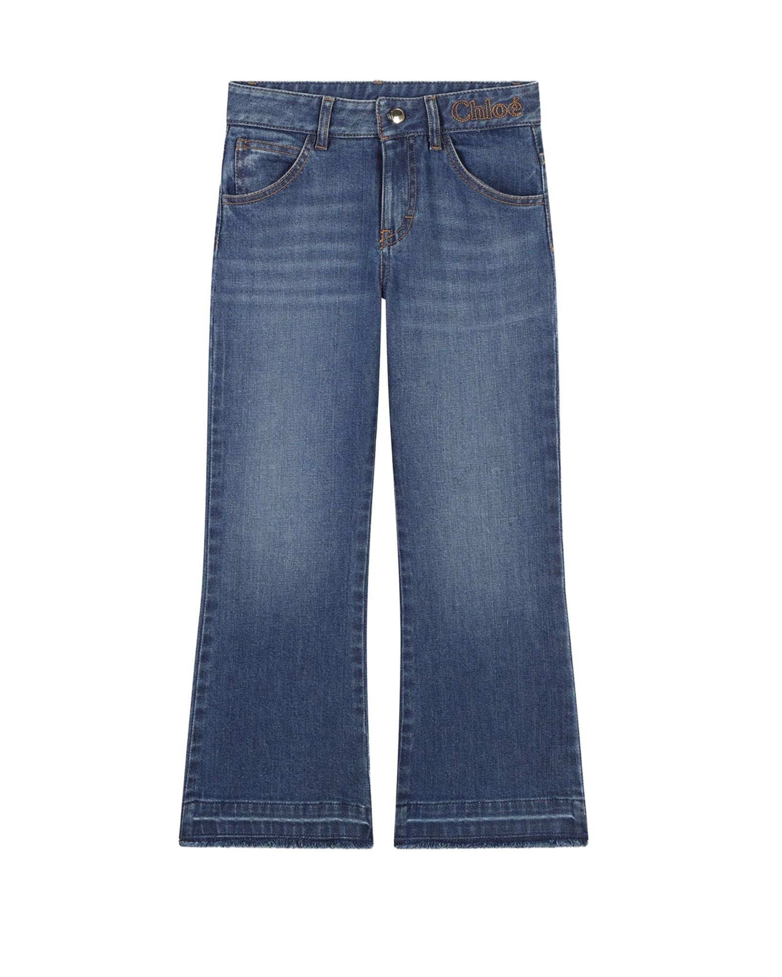 5-pocket adjustable denim trousers - Denim Blue