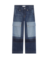 Adjustable 6-pocket denim trousers - Denim Blue