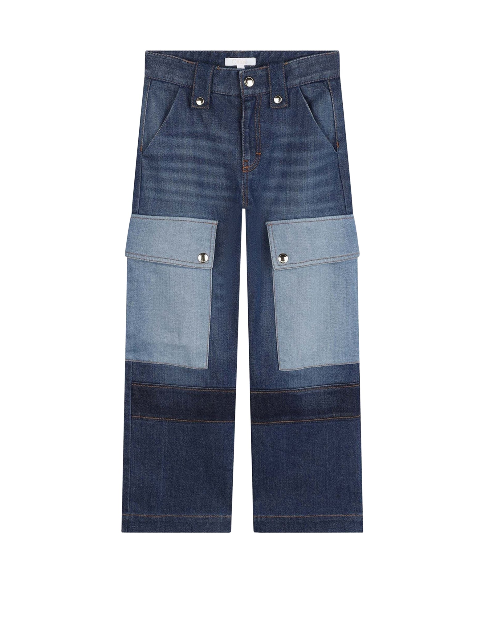 Adjustable 6-pocket denim trousers - Denim Blue