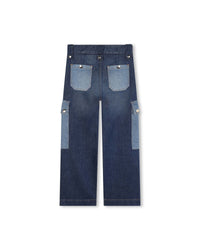 Adjustable 6-pocket denim trousers - Denim Blue
