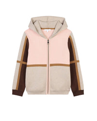 Gilet à capuche tricolore en coton - Bois de Rose