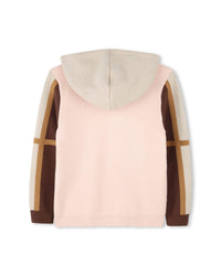 Cardigan à capuche tricolore en coton - Bois de Rose