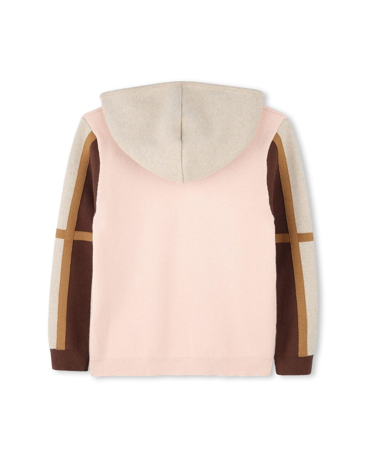 Cardigan à capuche tricolore en coton - Bois de Rose