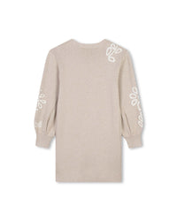 Robe brodée à fleurs en coton - Beige Foncé