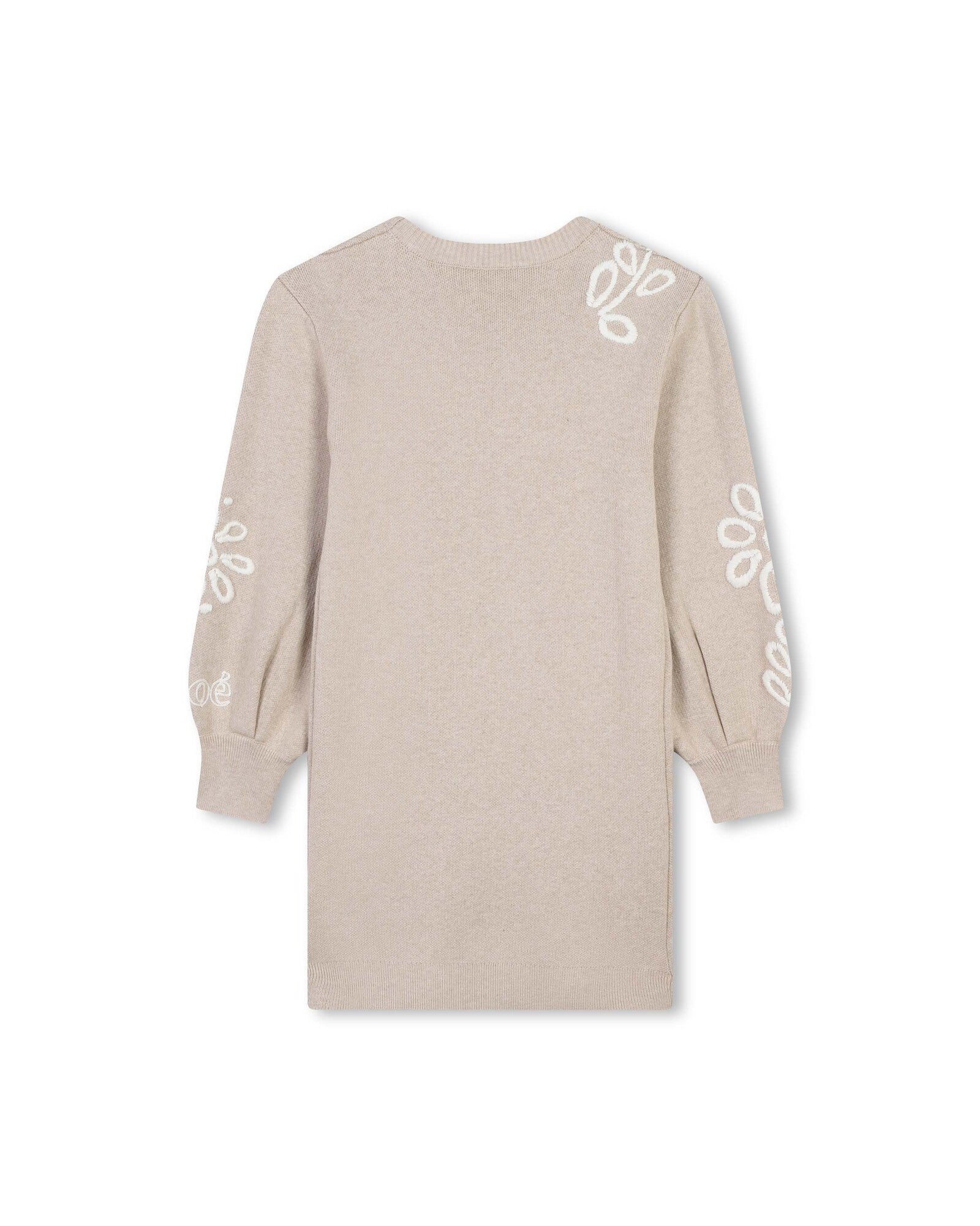 Robe brodée à fleurs en coton - Beige Foncé