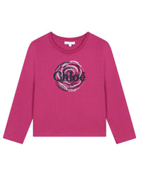Cotton flower print T-shirt - Cyclamen