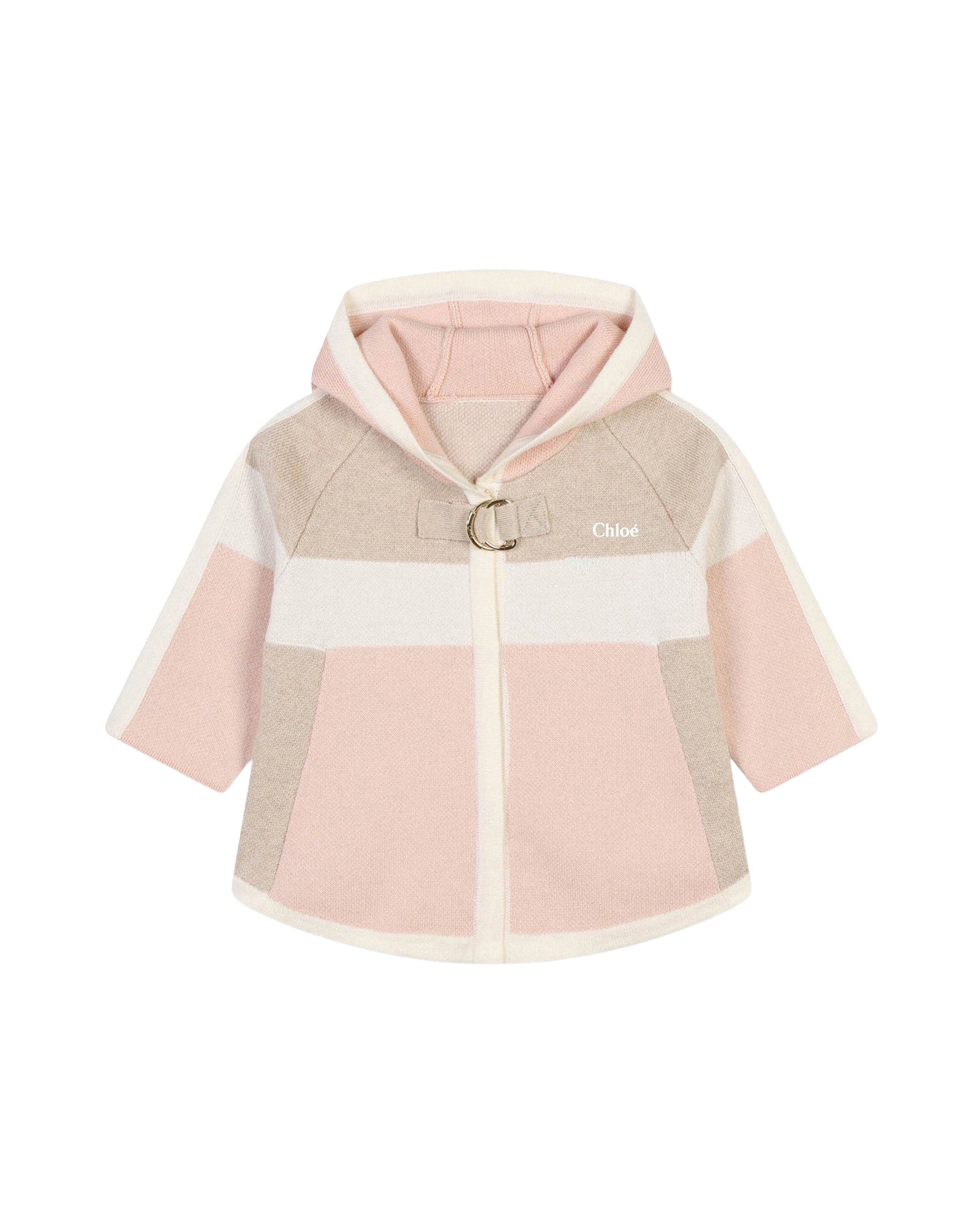 Manteau à capuche à pressionss en coton - Rose Beige