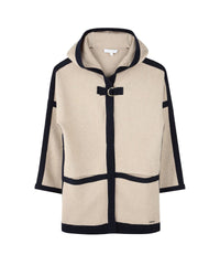 Veste à capuche à bandes contrastées en coton - Beige Foncé