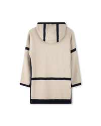 Veste à capuche à bandes contrastées en coton - Beige Foncé