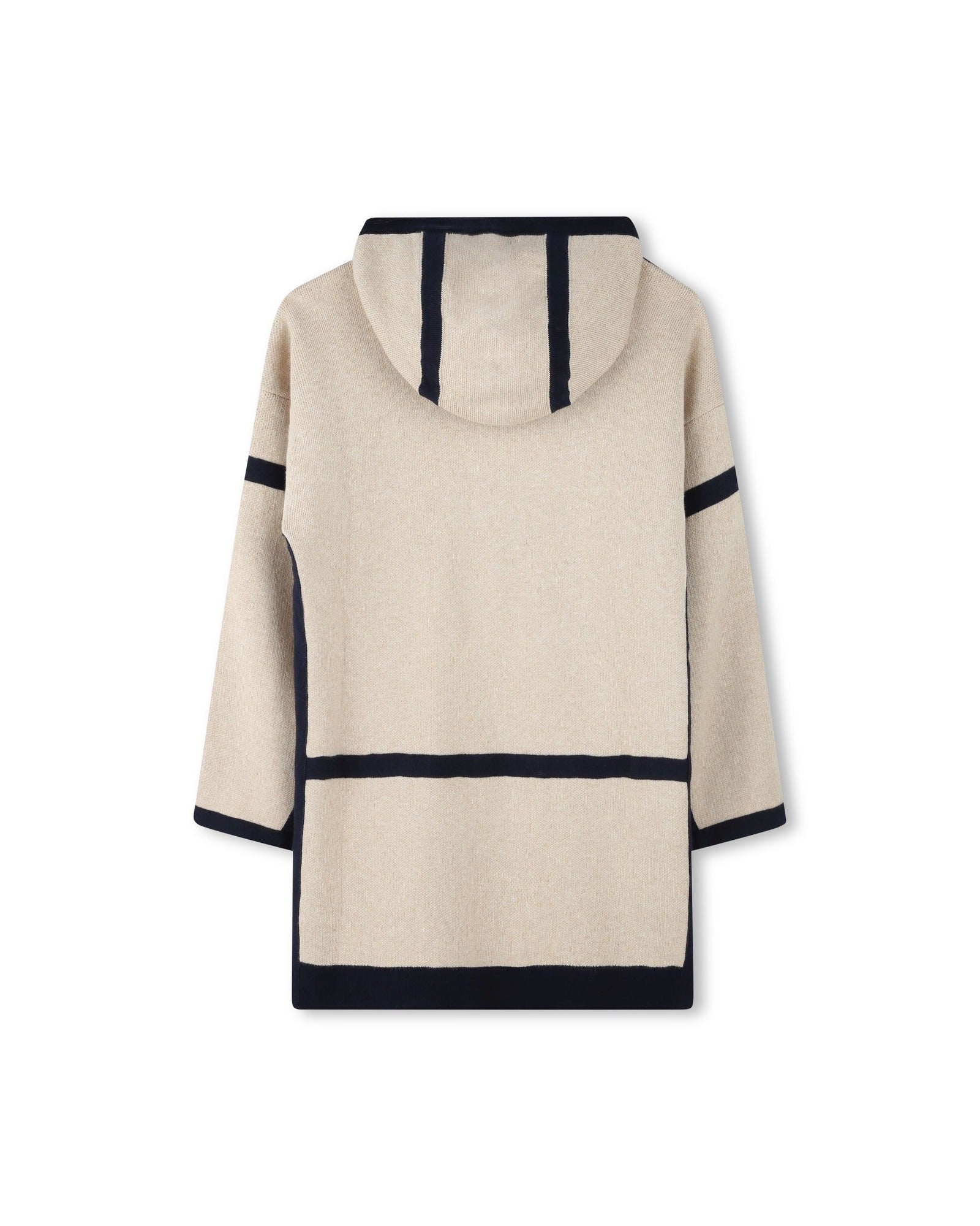 Veste à capuche à bandes contrastées en coton - Beige Foncé