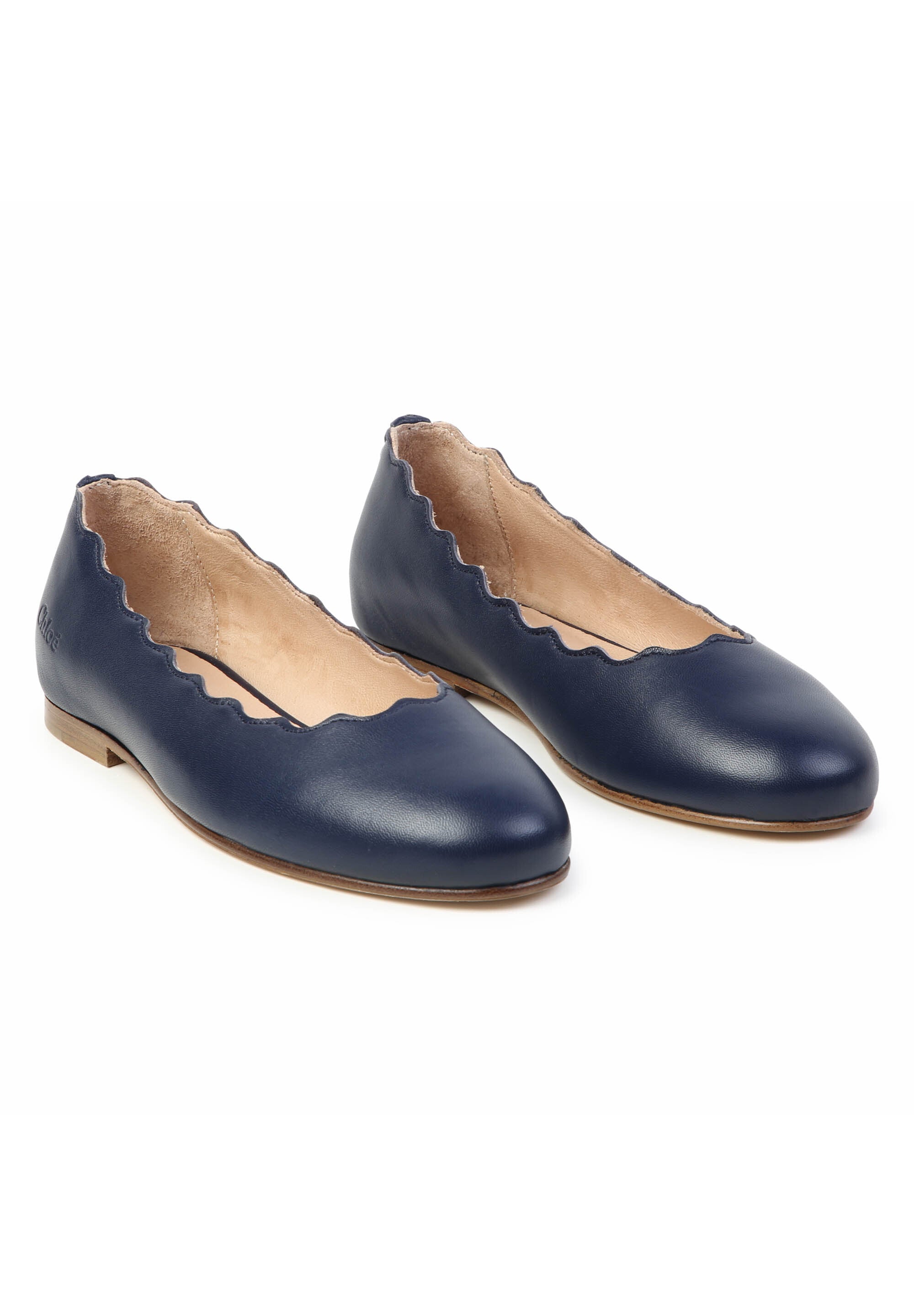 Ballerines embossées en cuir - Bleu Amiral