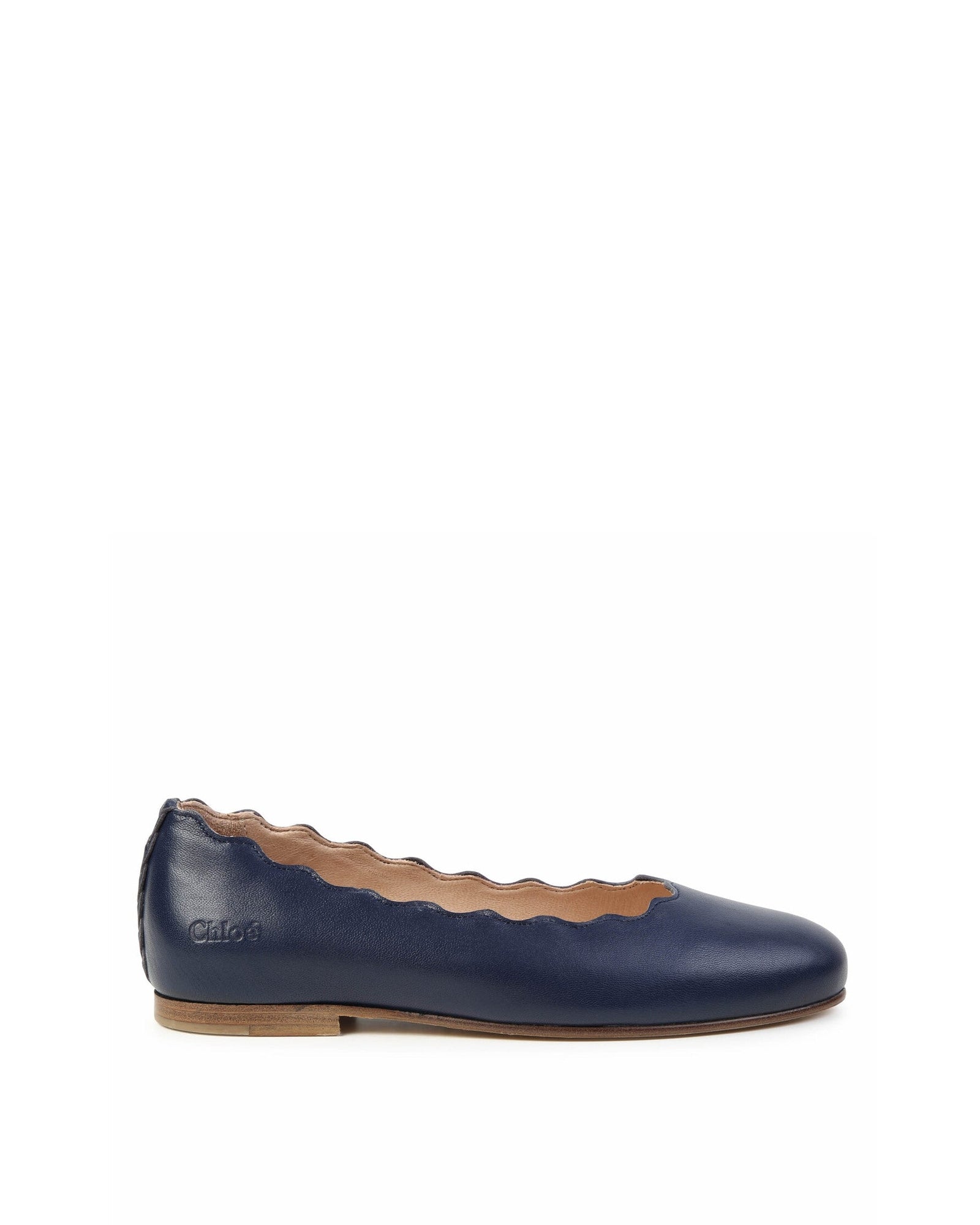 Ballerines embossées en cuir - Bleu Amiral