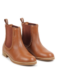 Bottines embossées en cuir - Marron