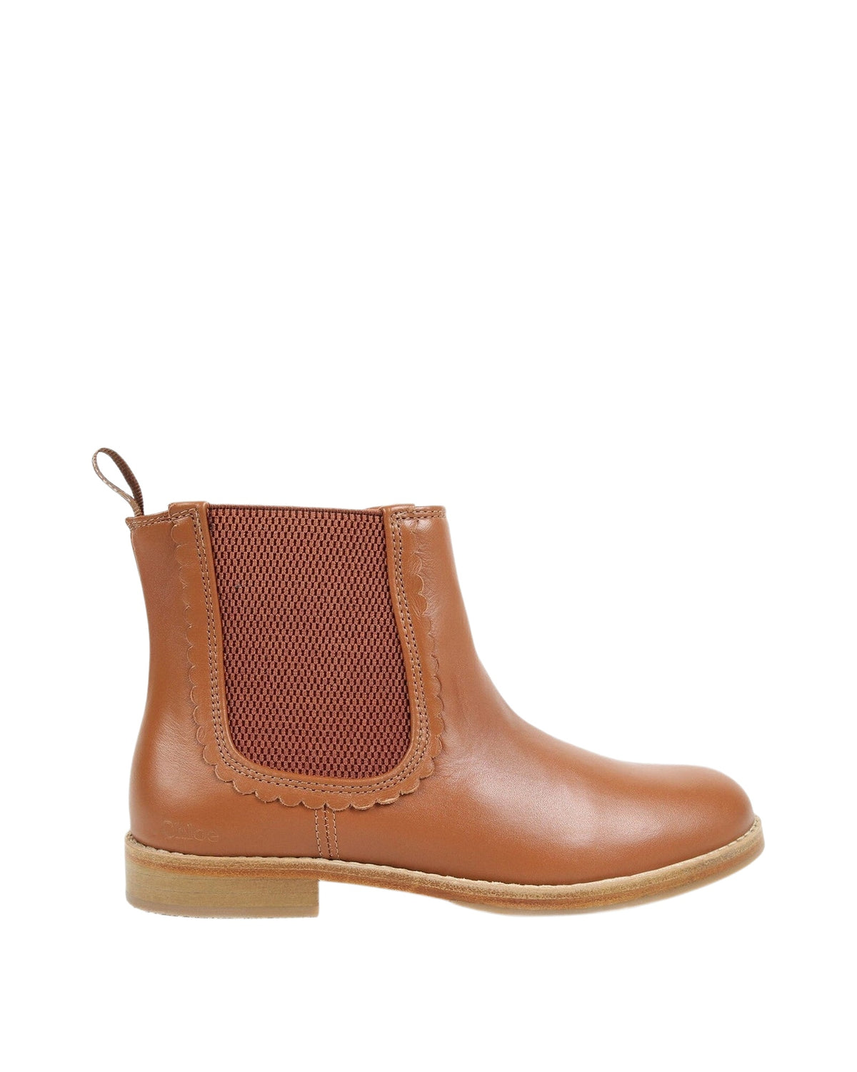 Bottines embossées en cuir - Marron