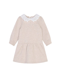 Robe col contrasté en coton - Beige Foncé