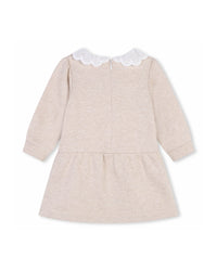 Robe col contrasté en coton - Beige Foncé