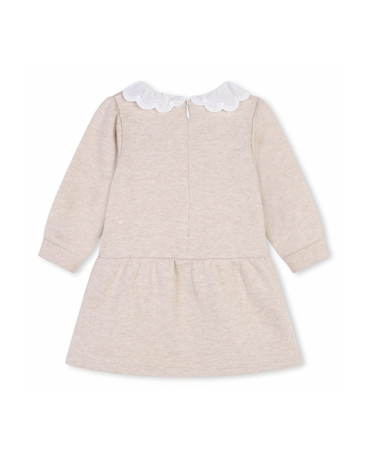 Robe col contrasté en coton - Beige Foncé