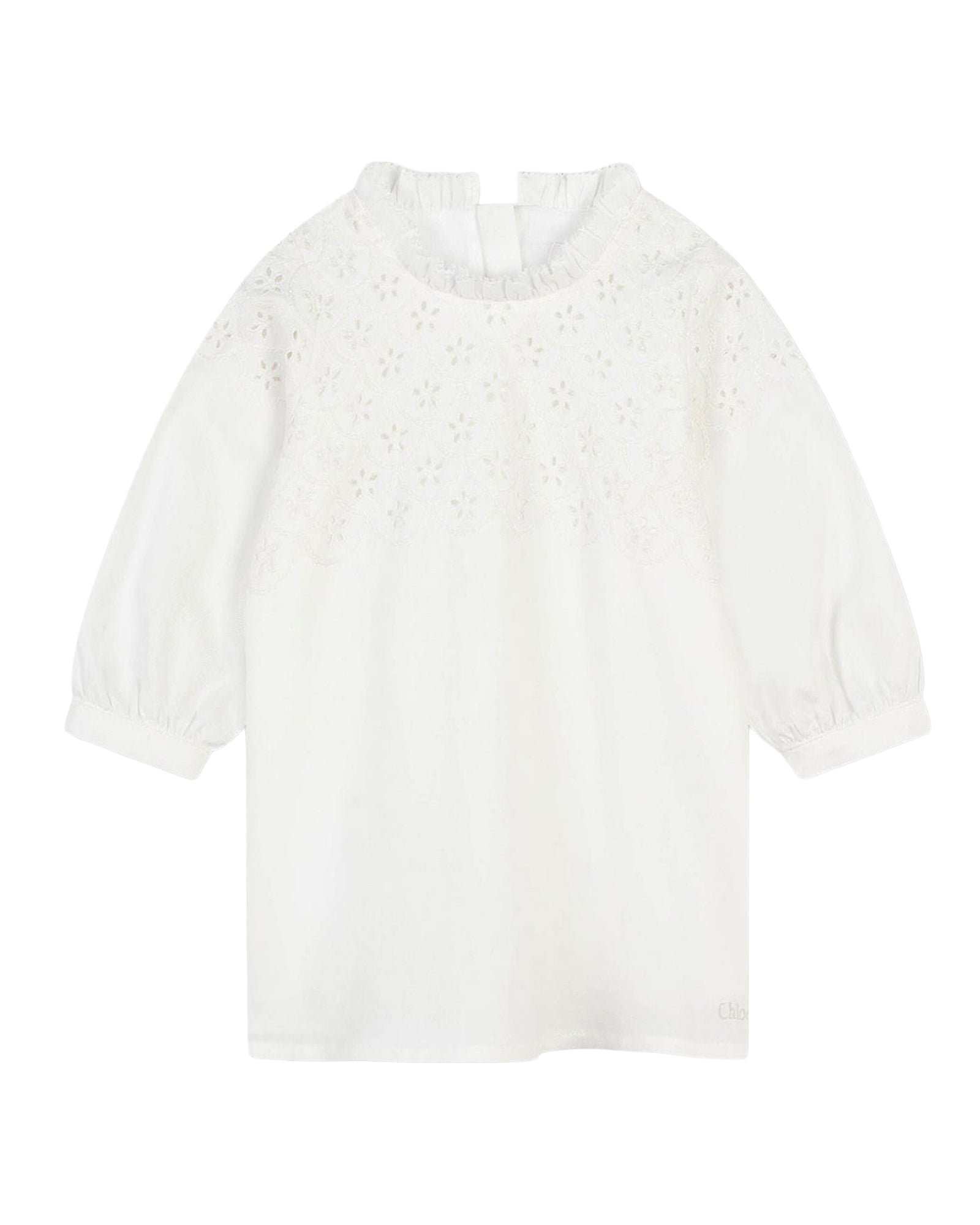 Robe à zip et volants en coton - Off White