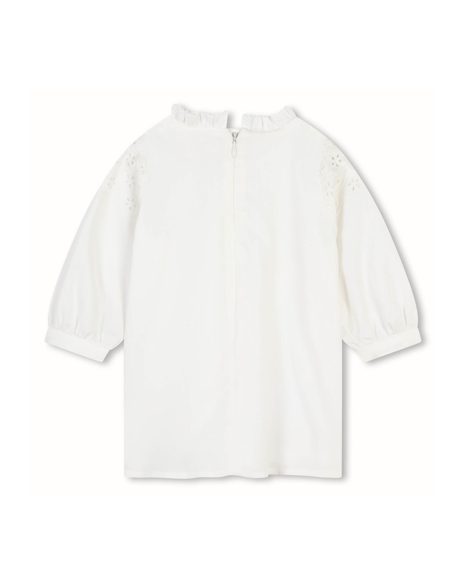 Robe à zip et volants en coton - Off White