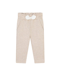 Pantalon élastiqué en coton - Beige Foncé