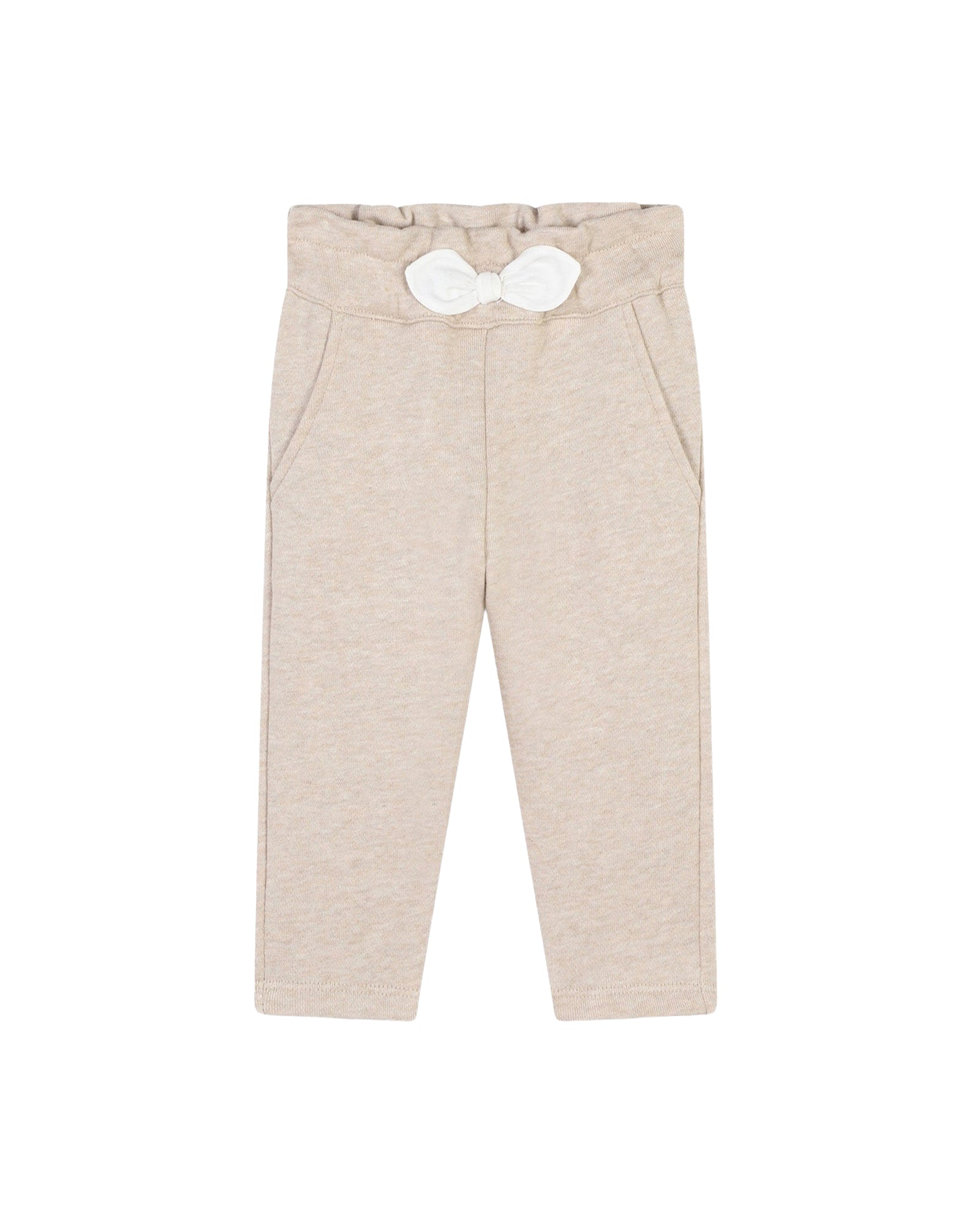 Pantalon élastiqué en coton - Beige Foncé