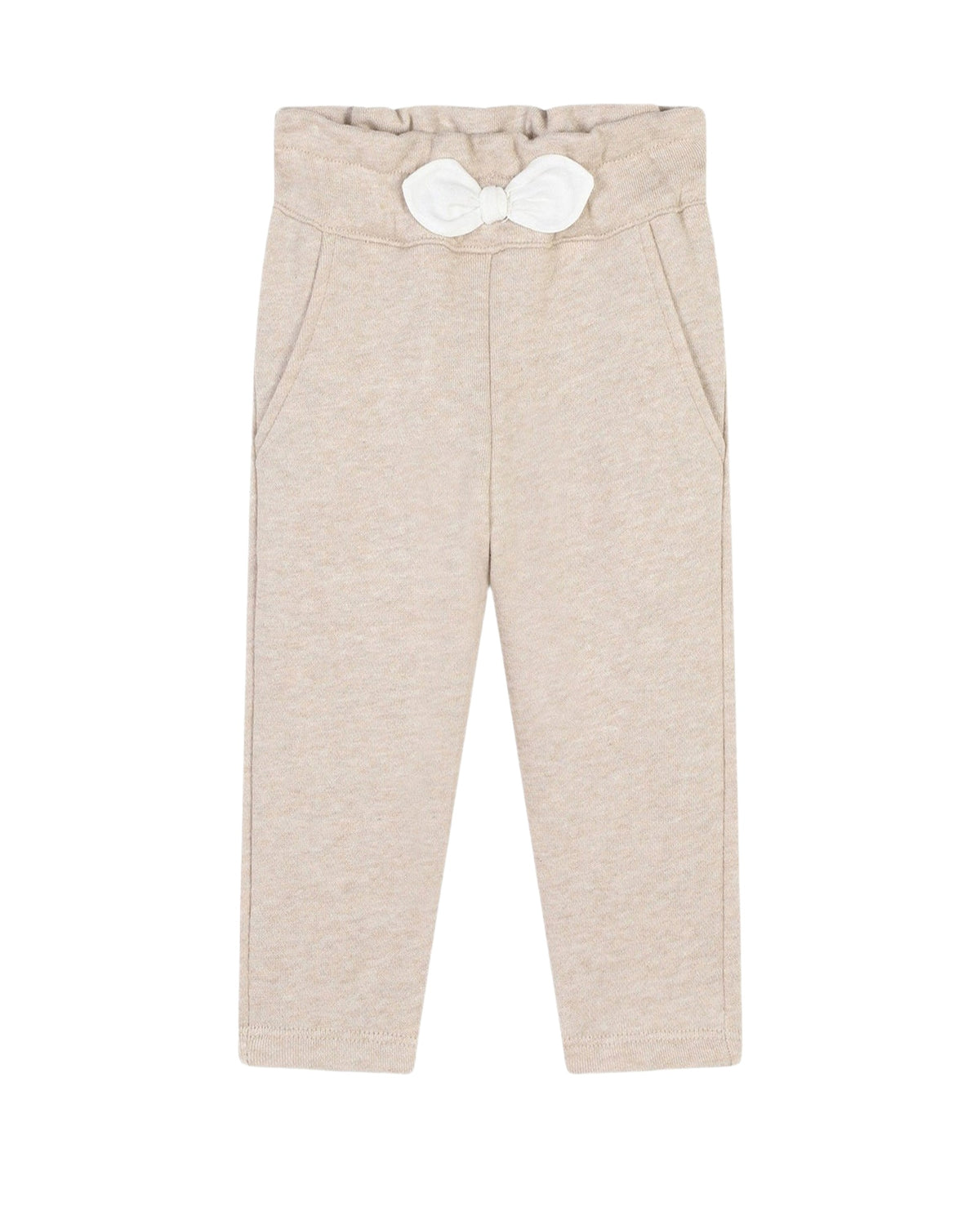 Pantalon élastiqué en coton - Beige Foncé