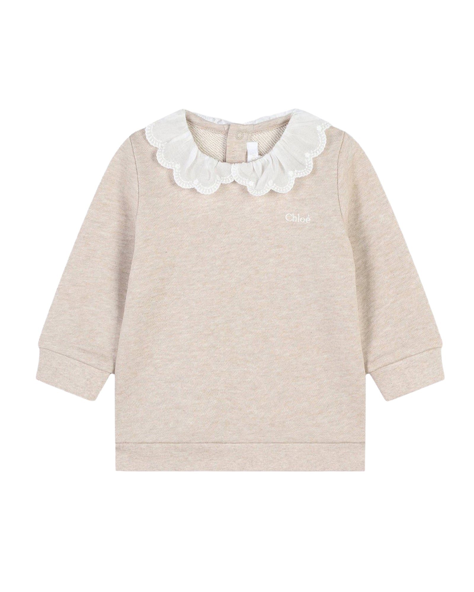Sweatshirt col contrasté en molleton - Beige Foncé