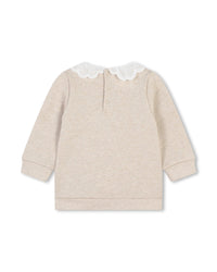 Sweatshirt col contrasté en molleton - Beige Foncé