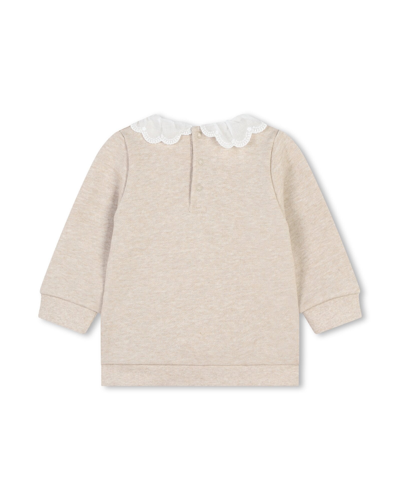 Sweatshirt col contrasté en molleton - Beige Foncé