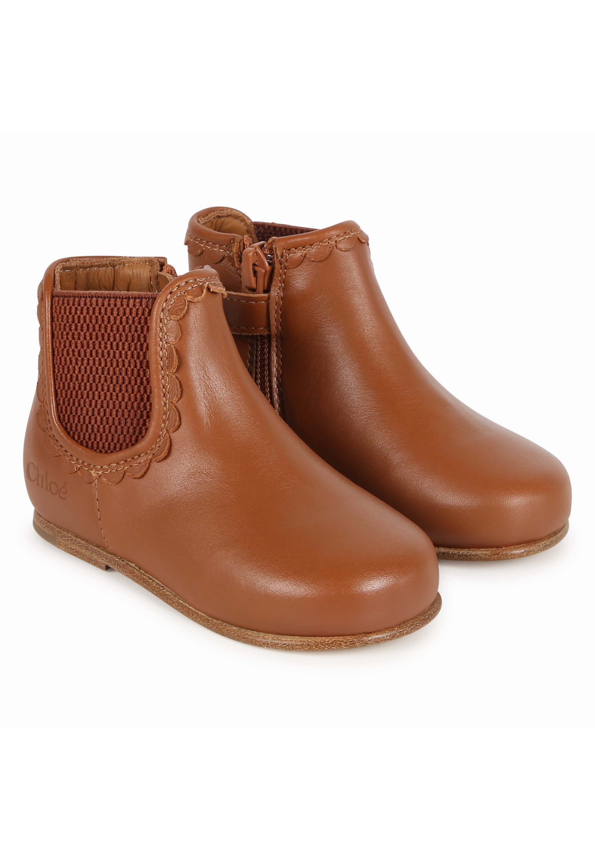 Bottines à zip en cuir - Cuir