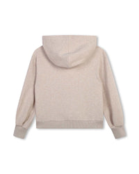 Sweat à capuche en molleton à broderie fleurie - Beige Foncé