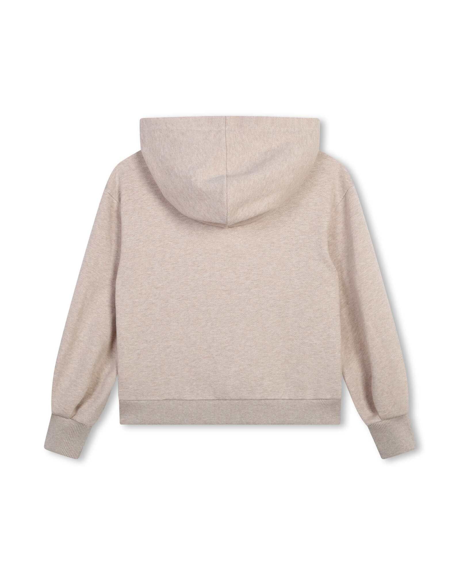 Sweat à capuche en molleton à broderie fleurie - Beige Foncé